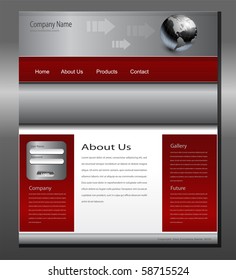 Plantilla de sitio web rojo gris, vector modificable