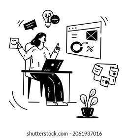 Website template, hand drawn illustration of web design 