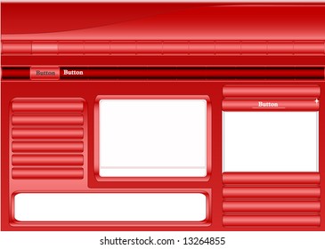 Website template with header, buttons and rollover buttons, windows and space for text