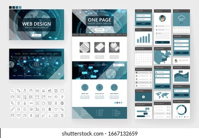 Website template, headers and interface elements