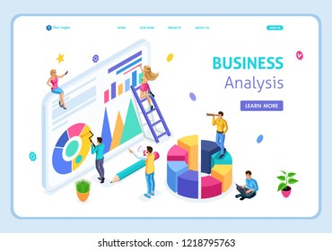 Website Template Landing page Isometric Business analysis, Can use for web banner. Easy to edit and customize.