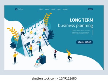 Website Template Landing page Isometric concept Creating a long-term business planning strategy. Easy to edit and customize