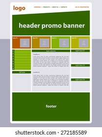 Website template layout with text