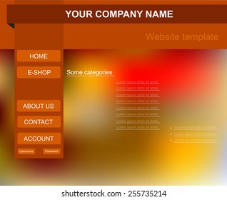 Website template menu with autumn colors background