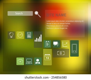 Website template menu with business icons