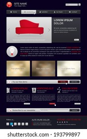 Website template in modern dark design - vector illustration