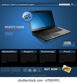 Website template, modern design for business, vector.
