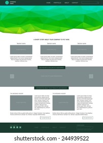 Website template. Modern flat one page website design template. with green banner.