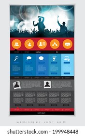Website template with music banner, vector