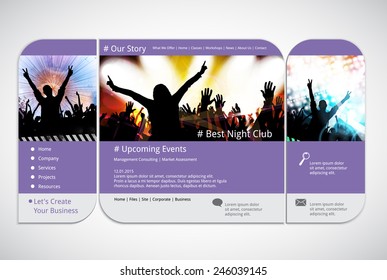 Website template with music event banner. Vector