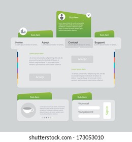 Website template navigation elements panel design