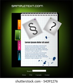Website template with notepad, vector
