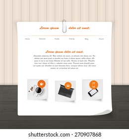 Website Template on Hanging paper, Vintage Background