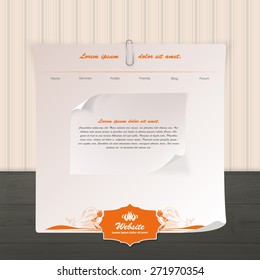 Website Template on Hanging paper, Vintage Background