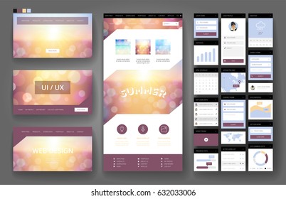 Website template, one page design, headers and interface elements. Travel agency, tropical summer resort.