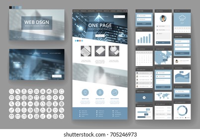 Website Template One Page Design Headers Stock Vector (Royalty Free ...