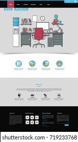 Website Template: One Page Flat Design Style Vector Illustration.