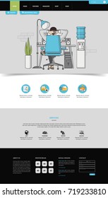 Website Template: One Page Flat Design Style Vector Illustration.