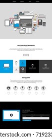 Website Template: One Page Flat Design Style Vector Illustration.