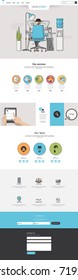Website Template: One Page Flat Design Style Vector Illustration.
