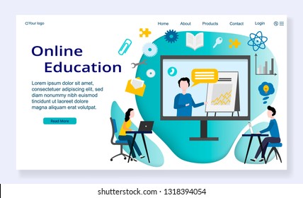 Website template of Online Education concept, modern flat design vector illustration, for graphic and web design