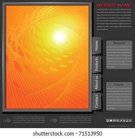 Website template, orange abstract on grey background, editable vector