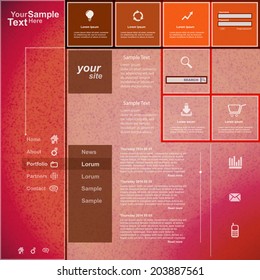 Plantilla de sitio web diseño rosa anaranjado, vector