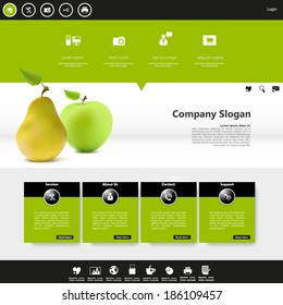 website template with photorealistic fruit vector, 