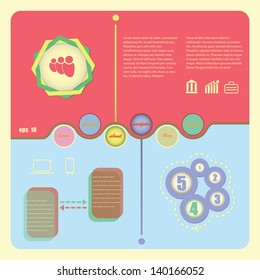 website template with playful info graphic elements