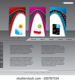 Website template with product labels for advertising