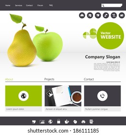 Website Template with realistic fruit illustration.