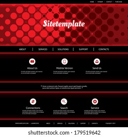 Plantilla de sitio web con fondo abstracto de puntos rojos