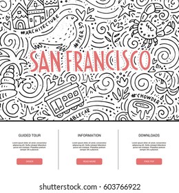 Website template with San Fransisco symbols. Clean and modern design.