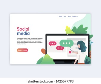 Website template of social media , flat design vector illustration, for graphic and web design. Flat vector illustration isolated on white background.