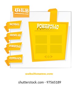 WEbsite template sticker paper design origami style portfolio