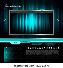 Website Template with Striped Abstract Frame, Technology Layout