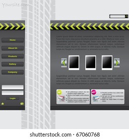 Website template with tire track