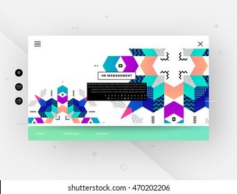 Website template, trendy geometric flat pattern, frame with abstract background for brochure, flyer or presentations design, vector illustration.