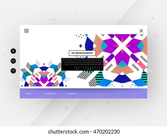 Plantilla de sitio web, patrón plano geométrico de moda, marco con fondo abstracto para el diseño de folletos, volantes o presentaciones, ilustración vectorial.