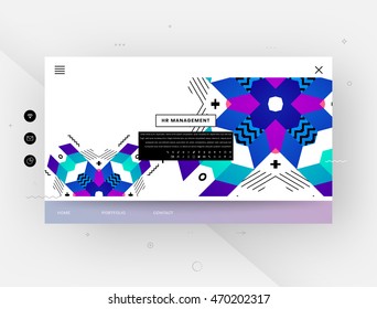 Website-Vorlage, trendige geometrische flache Muster, Rahmen mit abstraktem Hintergrund für Broschüren, Flyer oder Präsentationen Design, Vektorgrafik.