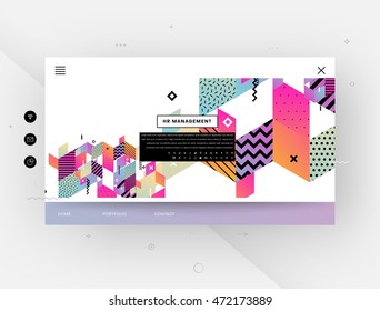 Website template, trendy geometric flat pattern, frame with abstract background for brochure, flyer or presentations design, vector illustration.