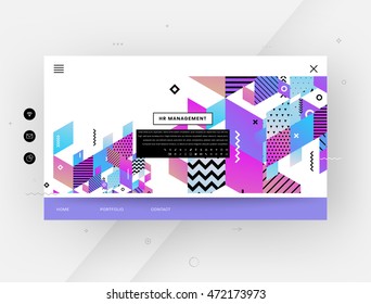 Website template, trendy geometric flat pattern, frame with abstract background for brochure, flyer or presentations design, vector illustration.