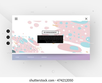 Website-Vorlage, trendige geometrische flache Muster, Rahmen mit abstraktem Hintergrund für Broschüren, Flyer oder Präsentationen Design, Vektorgrafik.