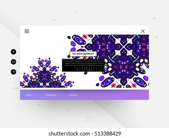 Plantilla de sitio web, patrón plano geométrico de moda, marco con fondo abstracto para el diseño de folletos, volantes o presentaciones, ilustración vectorial.