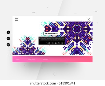 Website template, trendy geometric flat pattern, frame with abstract background for brochure, flyer or presentations design, vector illustration.