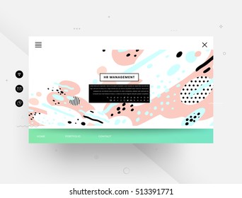 Plantilla de sitio web, patrón plano geométrico de moda, marco con fondo abstracto para el diseño de folletos, volantes o presentaciones, ilustración vectorial.