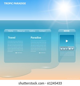 Website template tropical beach theme, editable vector.