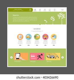 Website Template Vector Eps10, Modern Web Design with flat UI elements. Ideal for Business layout