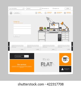 Website Template Vector Eps10, Modern Web Design with flat UI elements. Ideal for Business layout