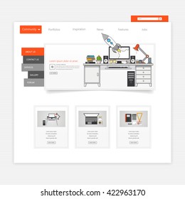 Website Template Vector Eps10, Modern Web Design with flat UI elements. Ideal for Business layout